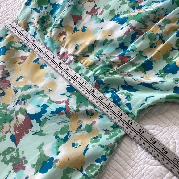 Sundance Floral Midi Dress100% Silk Size P14 In Pastel Green & Multicolor Print - Picture 11 of 16